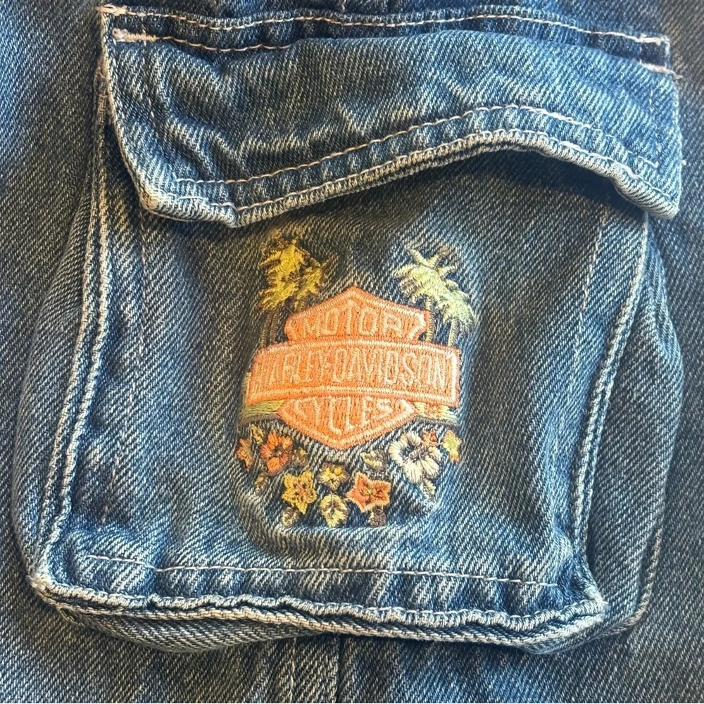 VINTAGE Harley-Davidson 90s Y2K Little Girls 100%‎ Cotton Denim Shorts Size 5